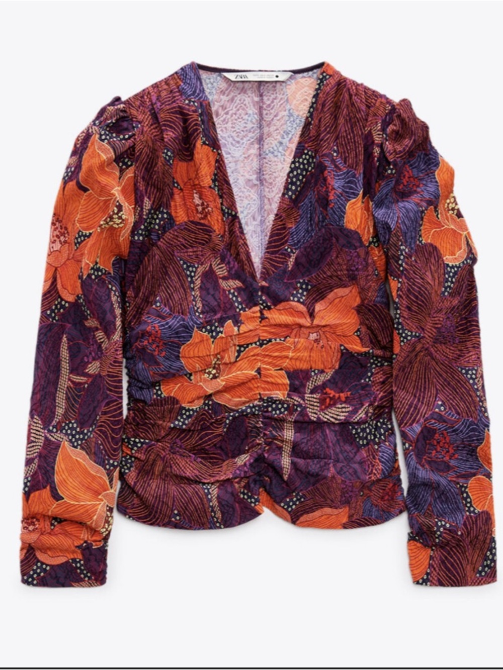 Zara Floral Wrap Blazer in Purple & Orange